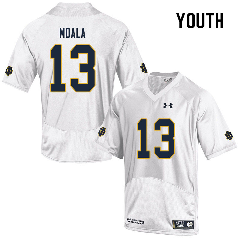 Youth #13 Paul Moala Notre Dame Fighting Irish College Football Jerseys Sale-White